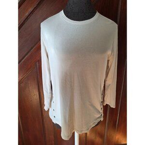 J. Jill Womens Perfect Pima Cotton Button-Side Top - Cream Size S